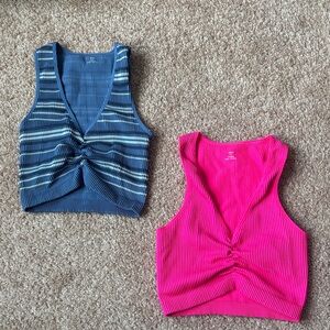 Aerie Blue and Pink Ribbed Tops